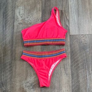 SHEIN Vibrant Pink One-Shoulder Bikini